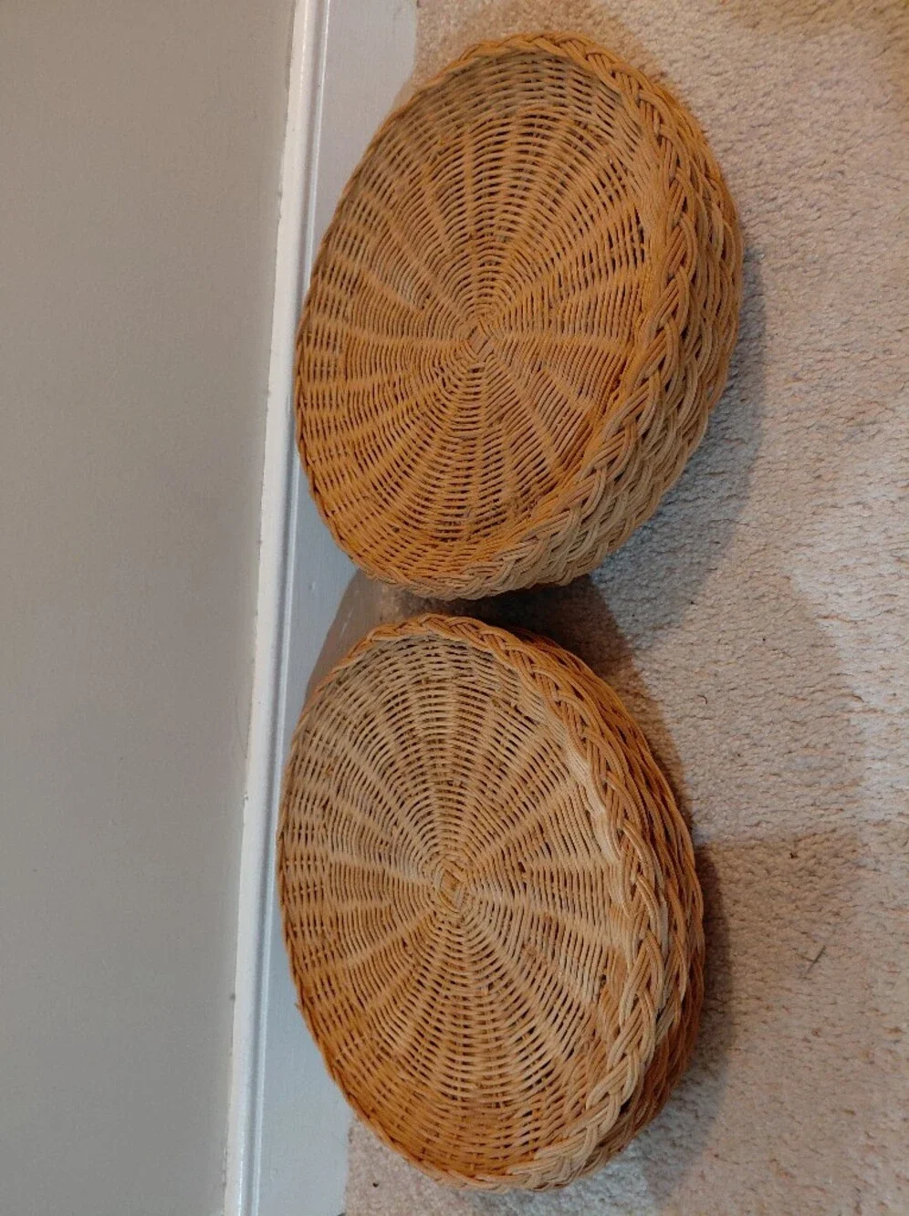 Woven Natural Rattan Paper Plate Holders - Set Of 10, Natural